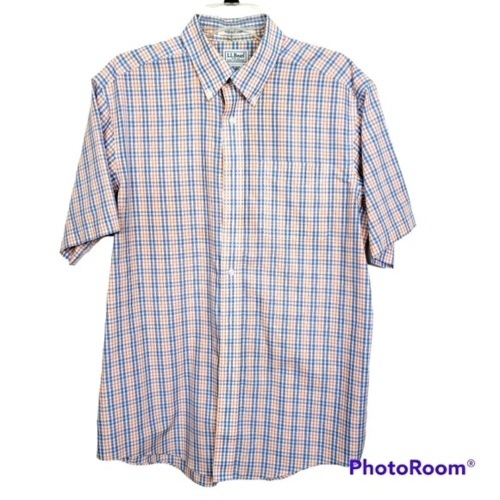 L.L. Bean Mens Short Sleeve Wrinkle Resistant Button Up Size M